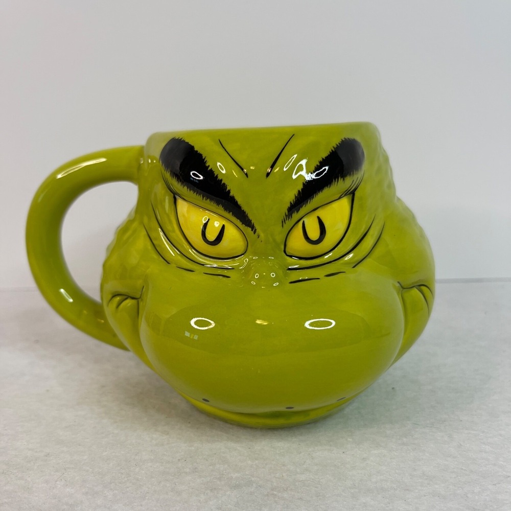 Grinch Coffee Mug Sculpted 3D Ceramic Cup 18oz Dr Seuss Enterprises Christmas